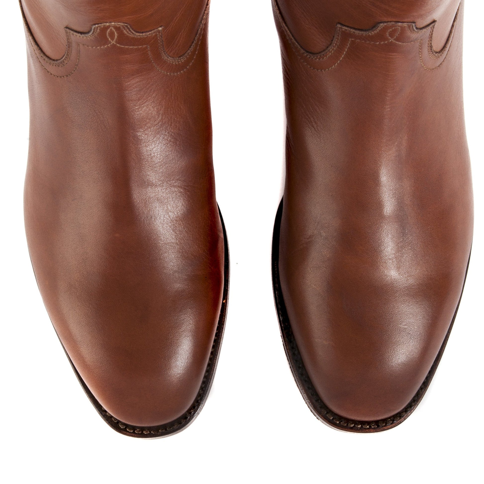 Mens Handmade Leather Bexar Cognac Boots - Ranch Road Boots™ - top