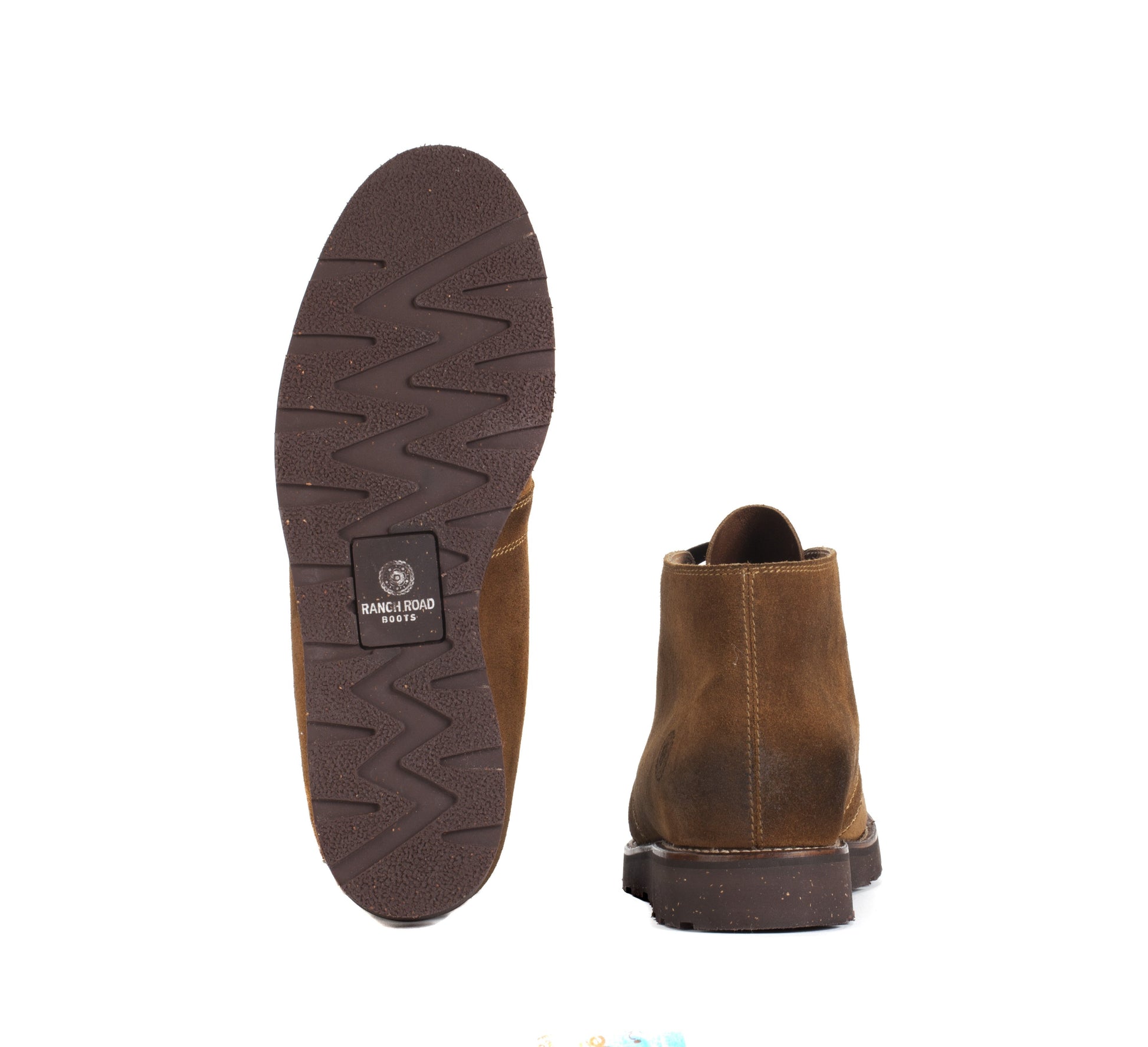 Mens Tan Leather Lace-Up Handmade Brogan Boots - Ranch Road Boots™ Bottom Heel