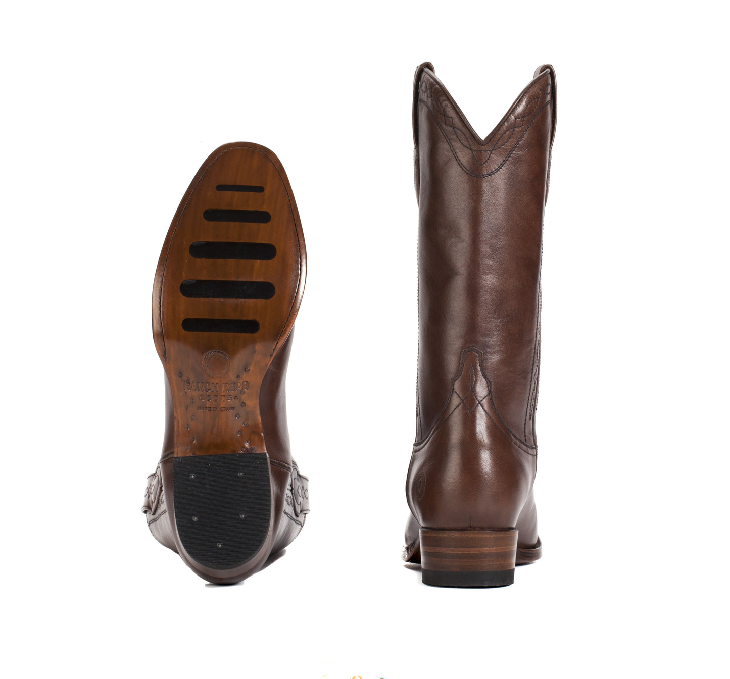 Mens Capistrano Handmade Brown Cowboy Boots - Ranch Road Boots™ Bottom Heel