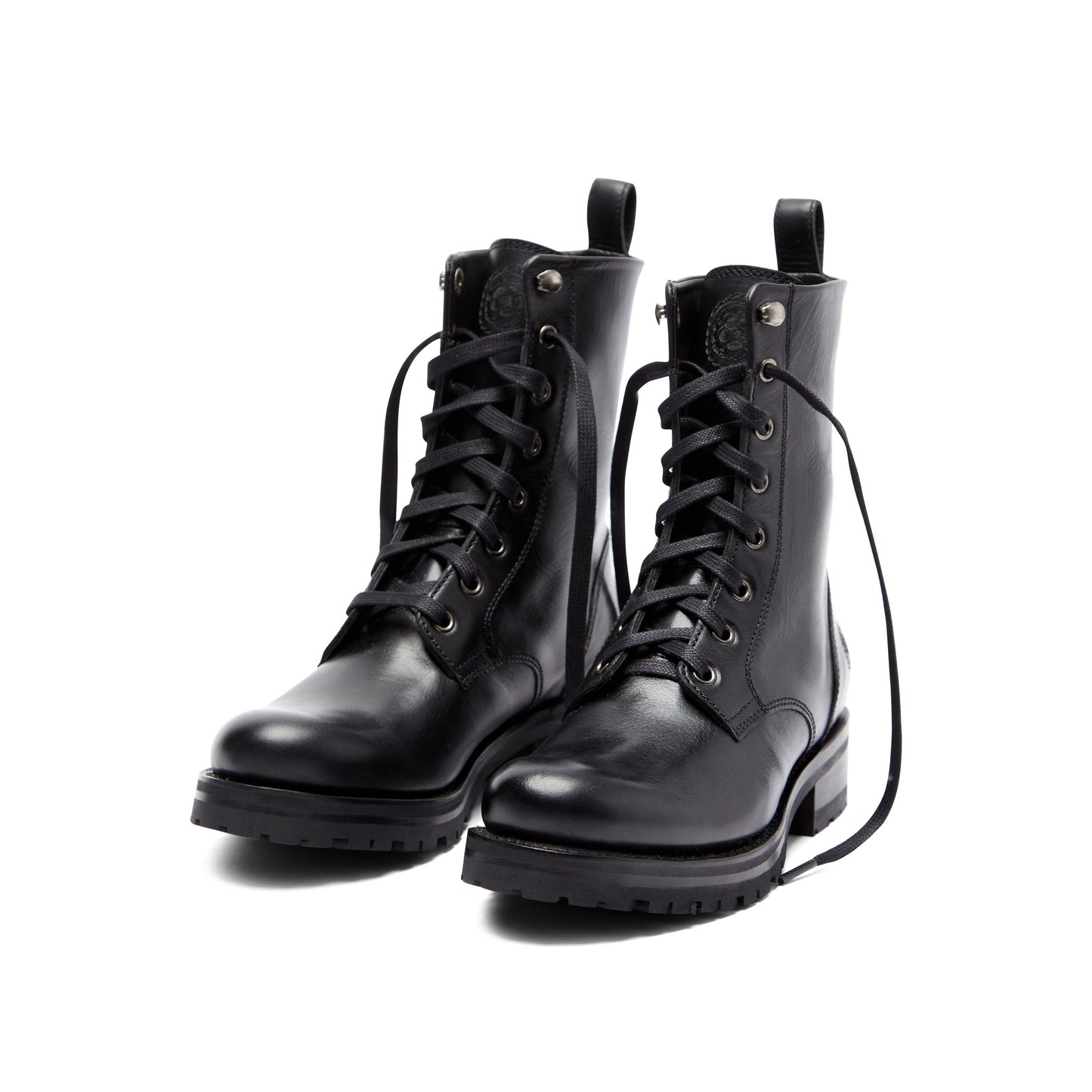 Ranch Road Boots - Poppy Combat - Black - Front Pair Unlaced