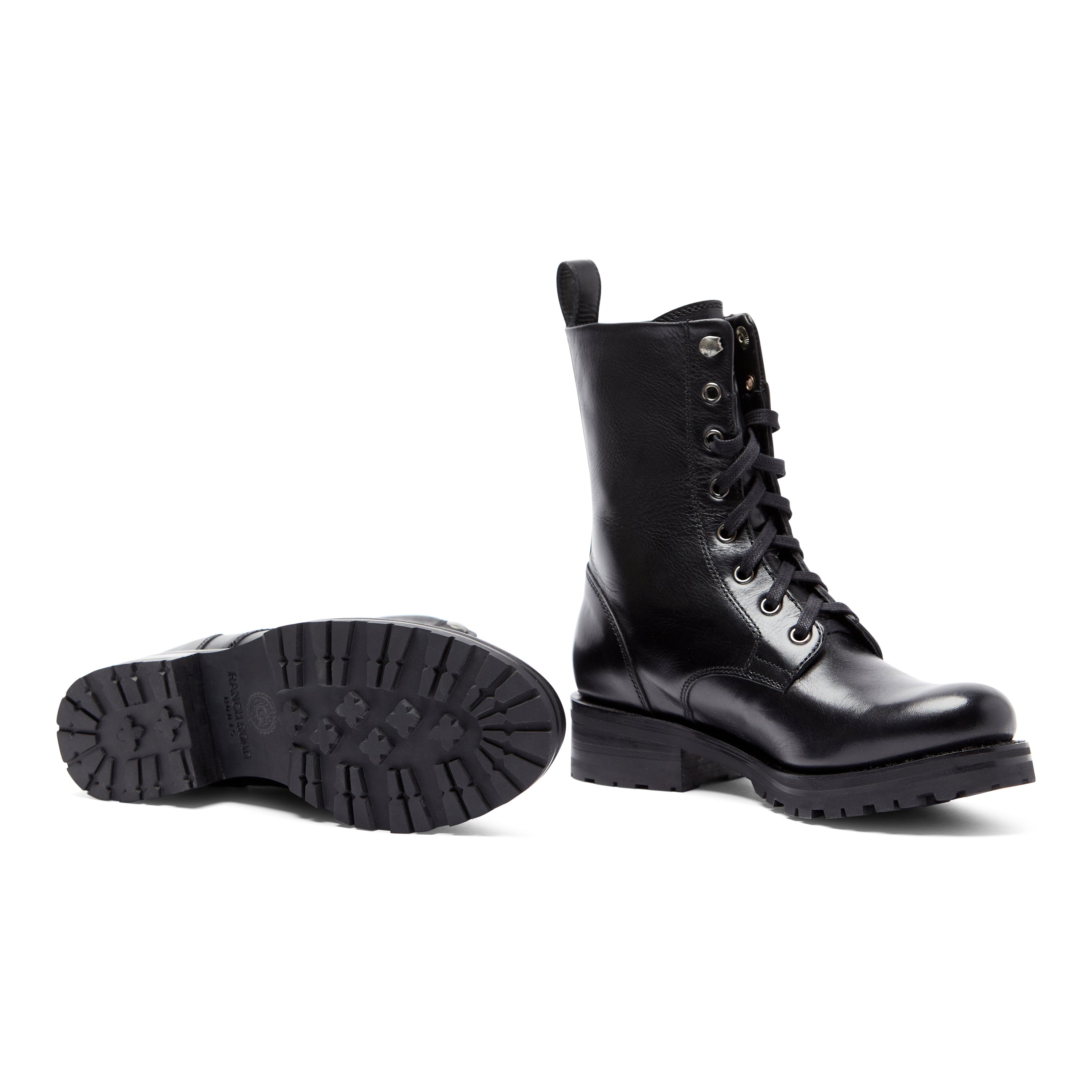 Womens Poppy Combat Lace Up Combat Boots Ranch Road Boots