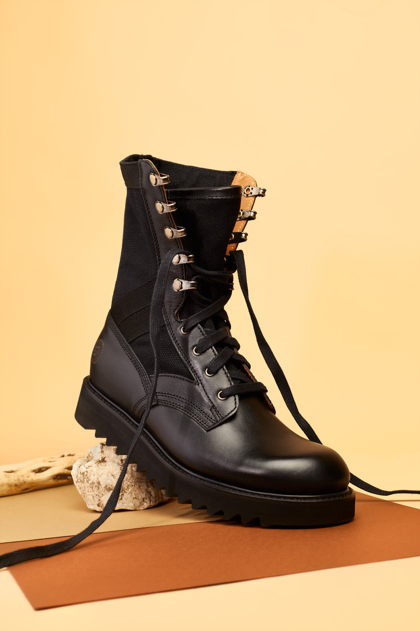 Black military style boots womens discount