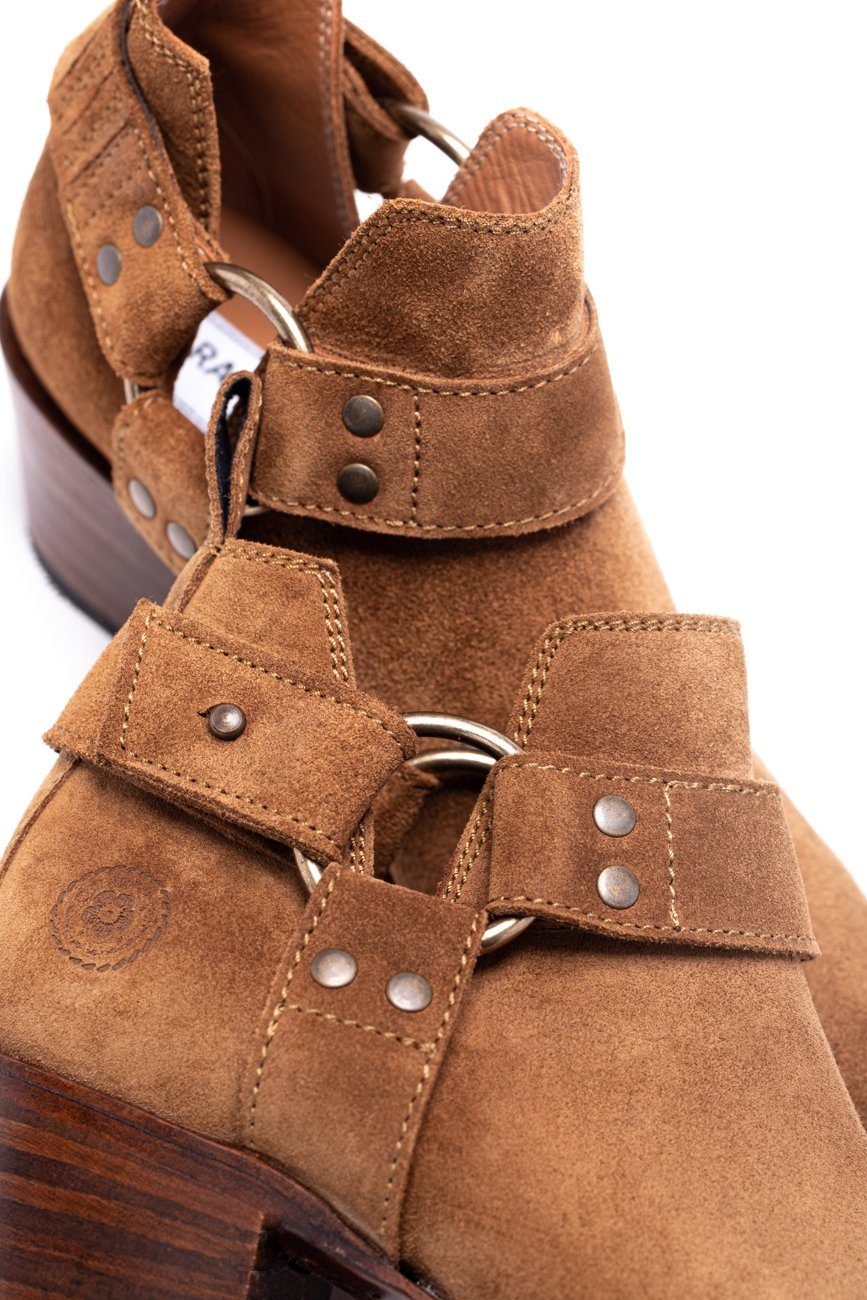 Womens Azalea Harness Brown Suede Boot - Ranch Road Boots™ Ankle Detail