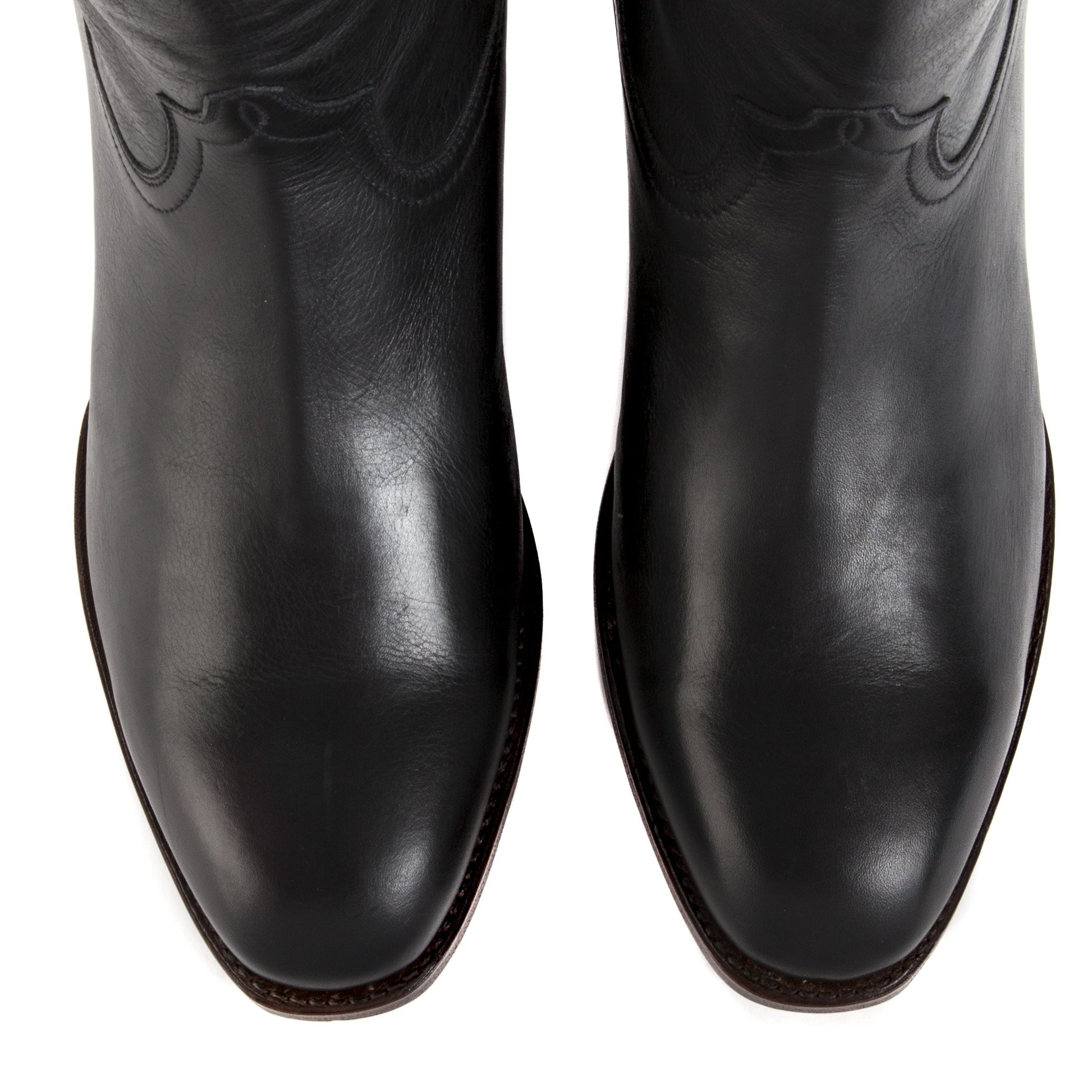 Mens Handmade Leather Bexar Black Roper Boots - Ranch Road Boots™ Top