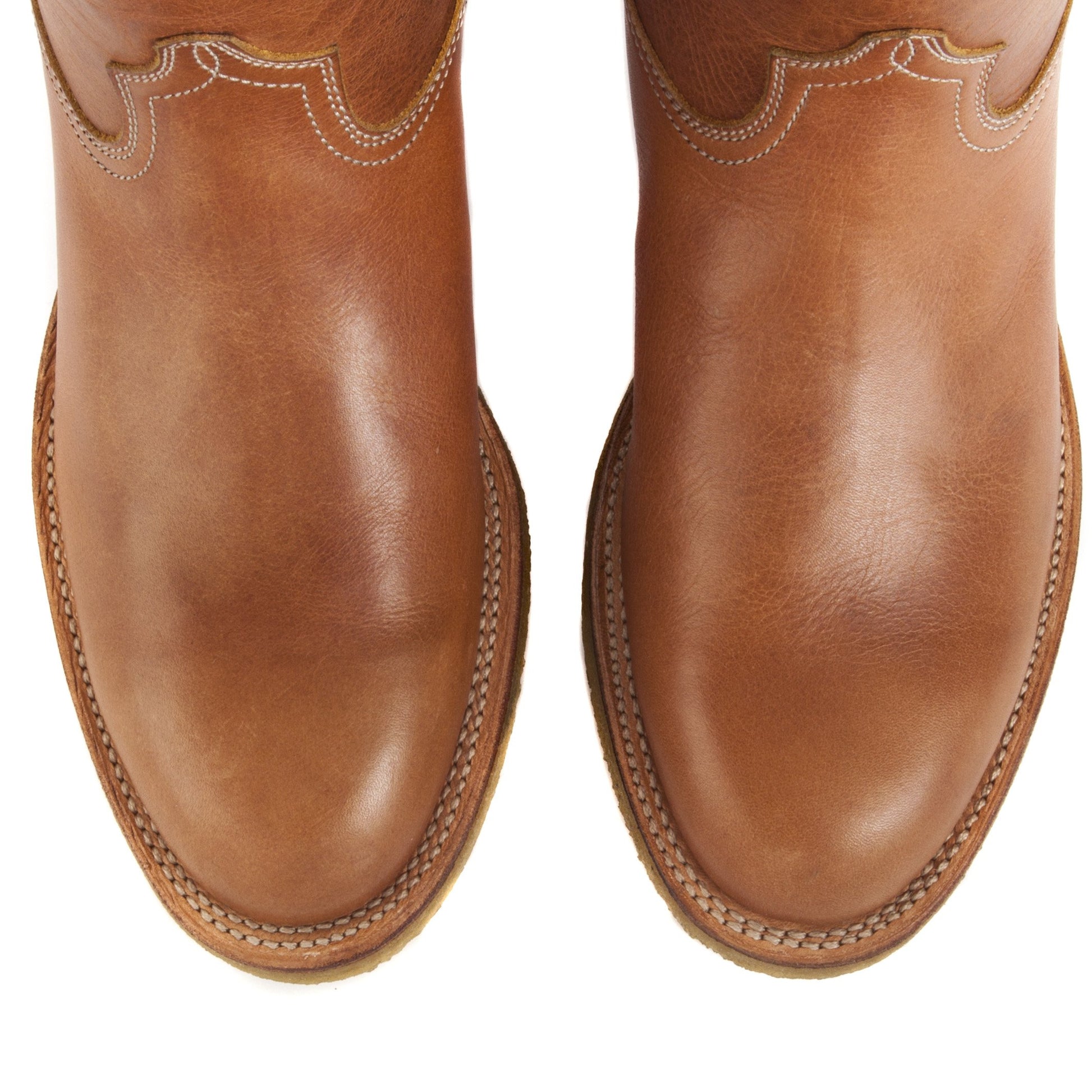 Mens Calhoun Cognac Handmade Western Work Boots - Ranch Road Boots™ Top