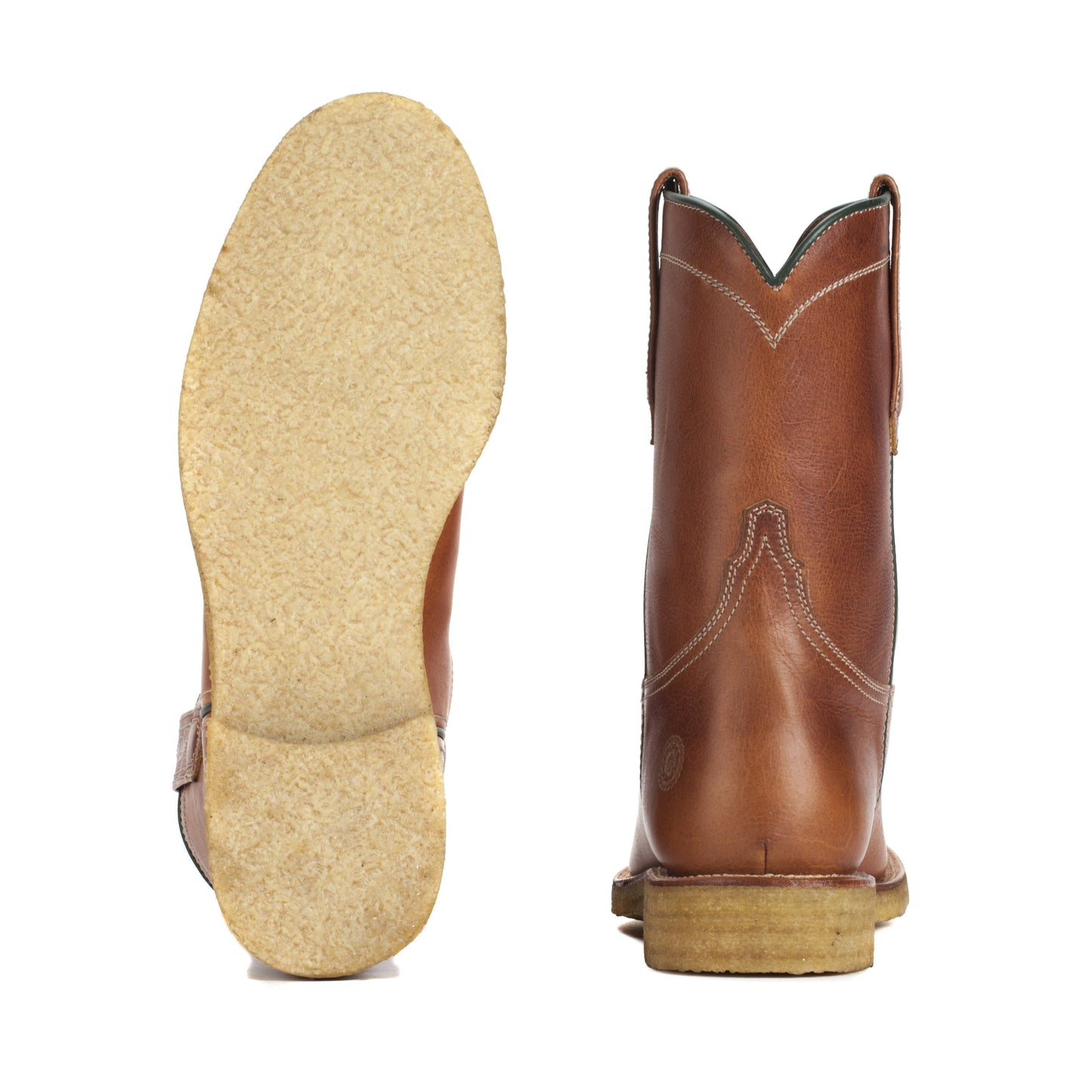 Mens Calhoun Cognac Handmade Western Work Boots - Ranch Road Boots™ Bottom Heel