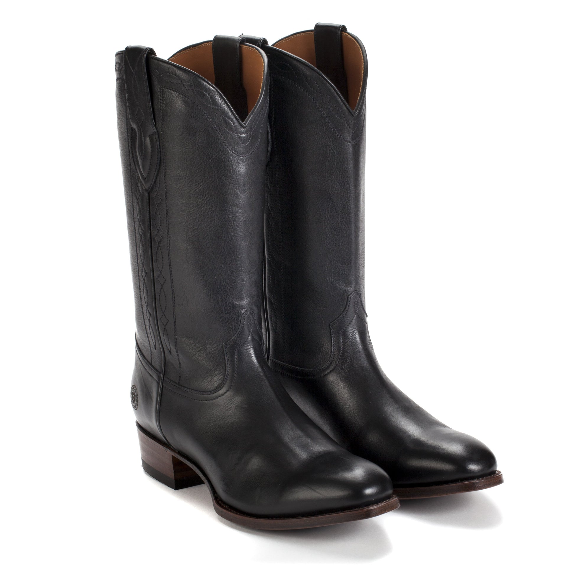 Mens Capistrano Handmade Black Cowboy Boots - Ranch Road Boots™ Front Side Pair