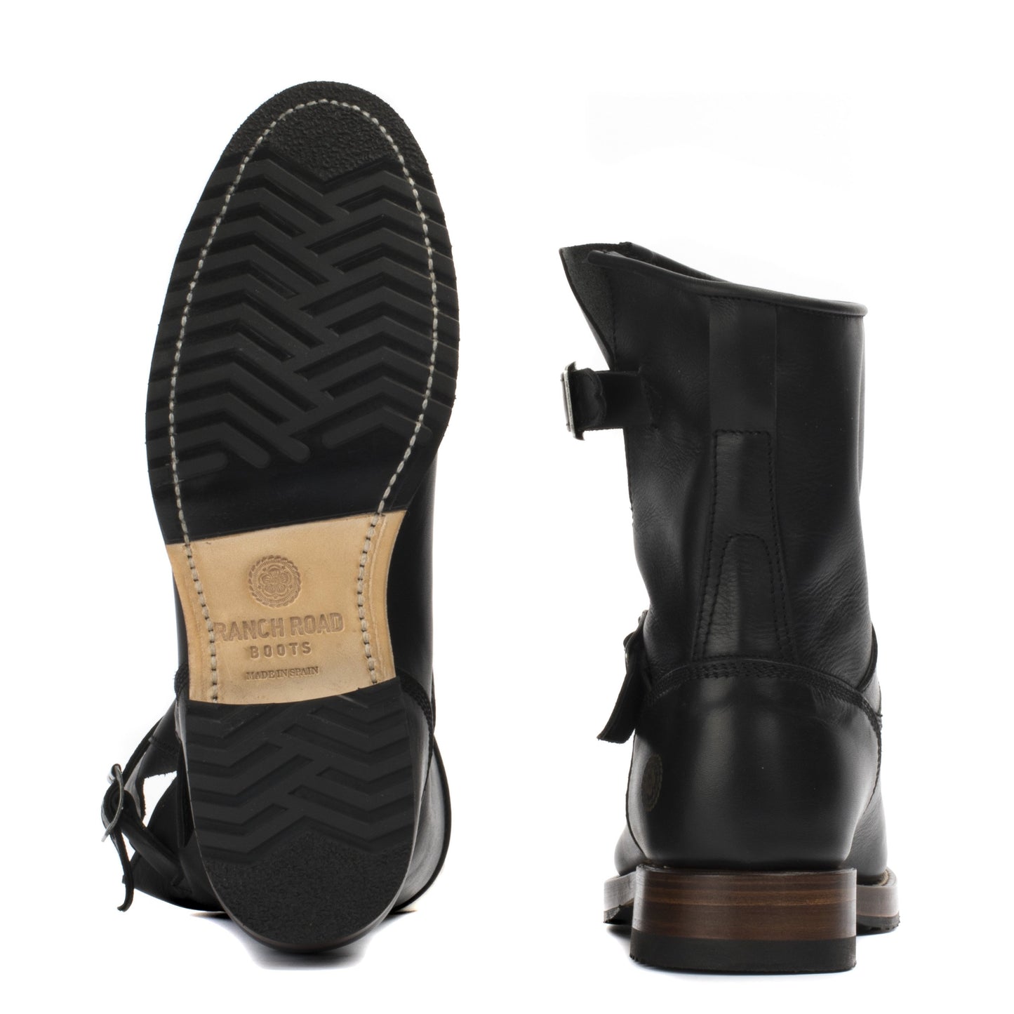 Mens Linesman Boot Black - Classic Engineer Boots - Ranch Road Boots™ Bottom Heel