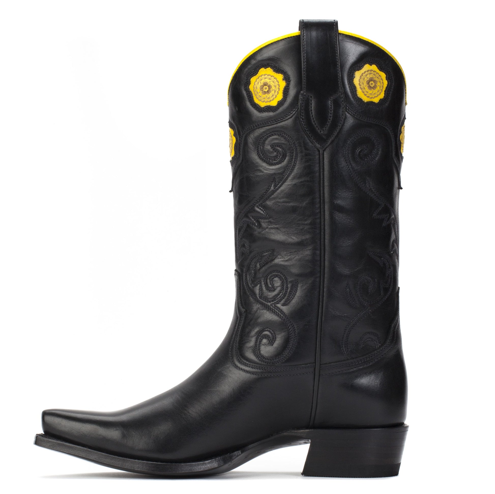 Womens Rosette Black - Handmade Cowgirl Boots - Ranch Road Boots™ Side Stitching Detail