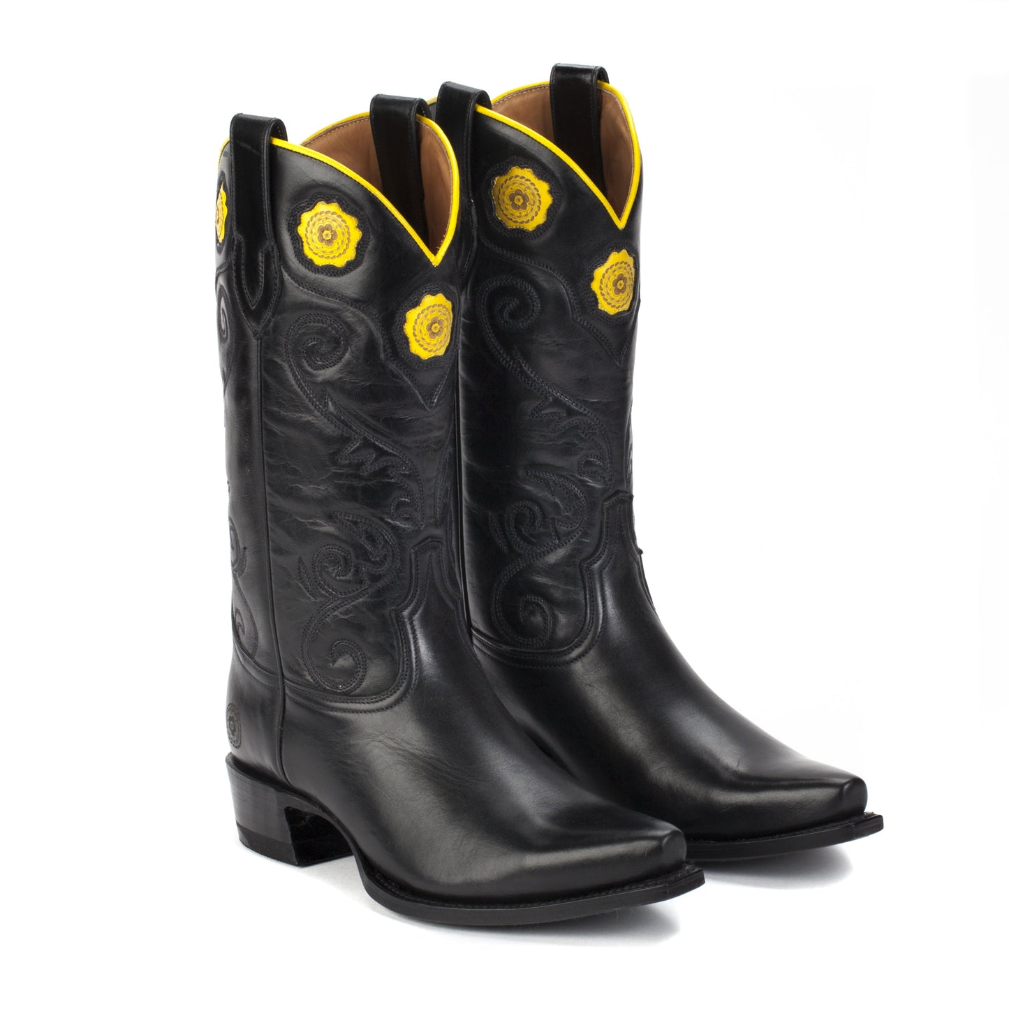 Womens Rosette Black - Handmade Cowgirl Boots - Ranch Road Boots™ Front Side Pair