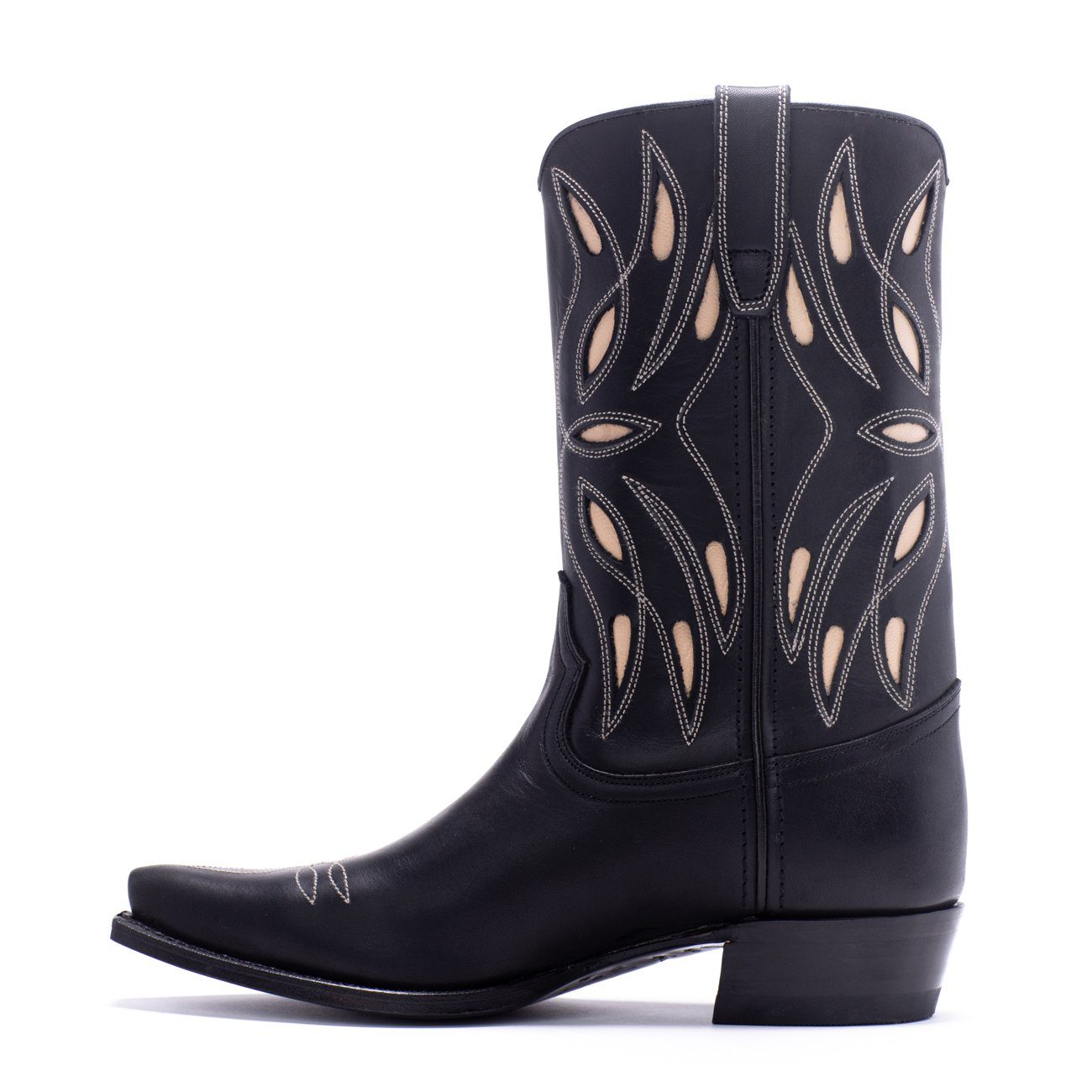 Womens Sagebrush Black Leather Cowboy Boot - Ranch Road Boots™ Side