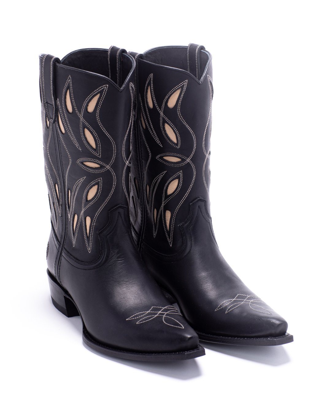 Womens Sagebrush Black Leather Cowboy Boot - Ranch Road Boots™ Front Pair