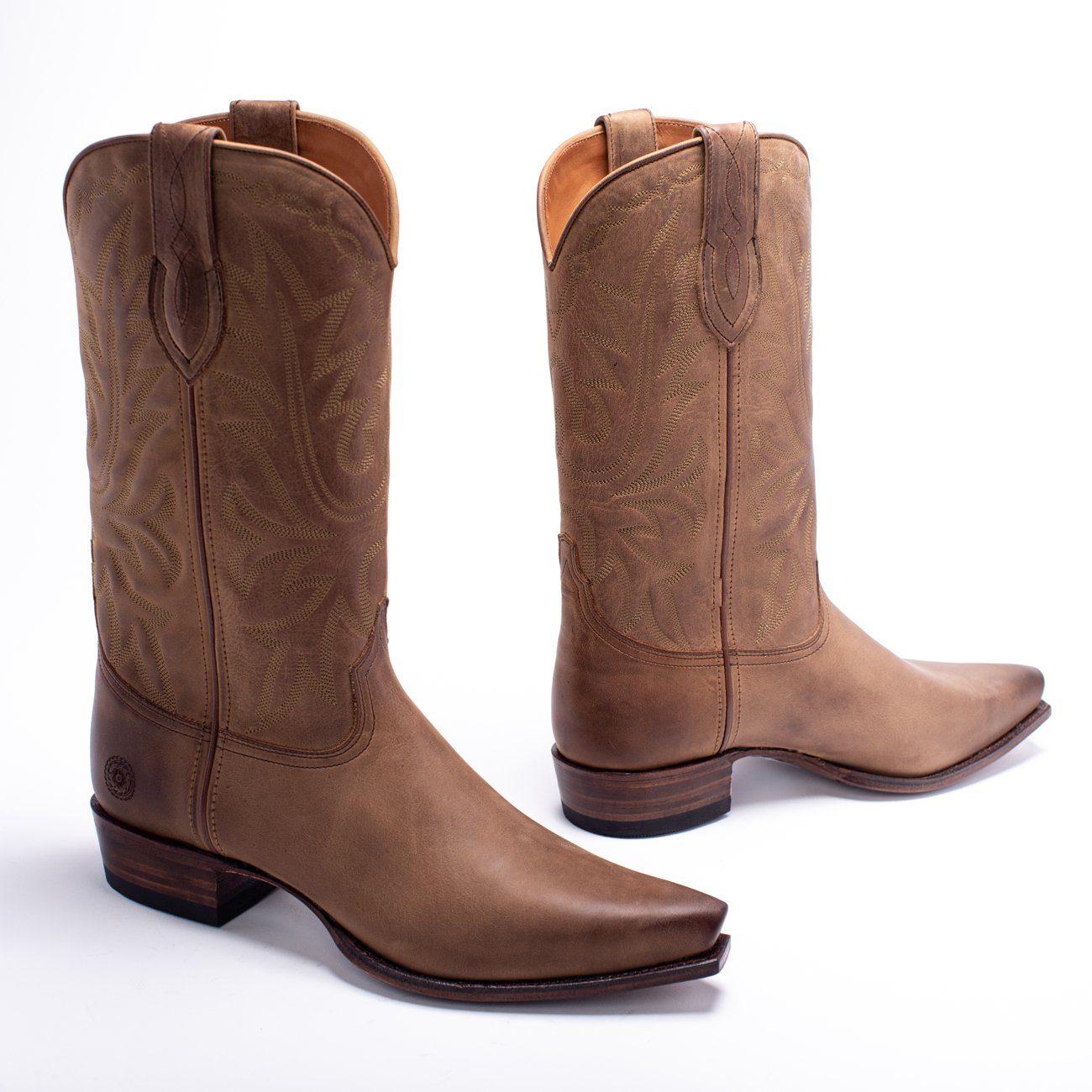 Mens Yoakum Tan Leather Western Boot - Ranch Road Boots™-Inner Outer Side Pair